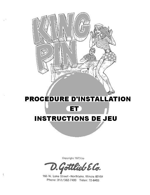 Manuel instruction KING PIN 1973 FR